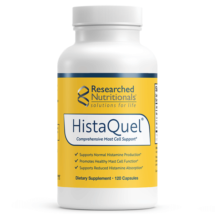 Researched Nutritionals Histaquel 120 capsules bottle, comprehensive mast cell support